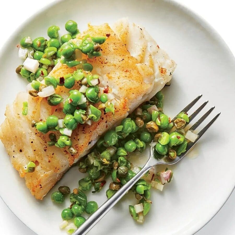 Halibut z puree